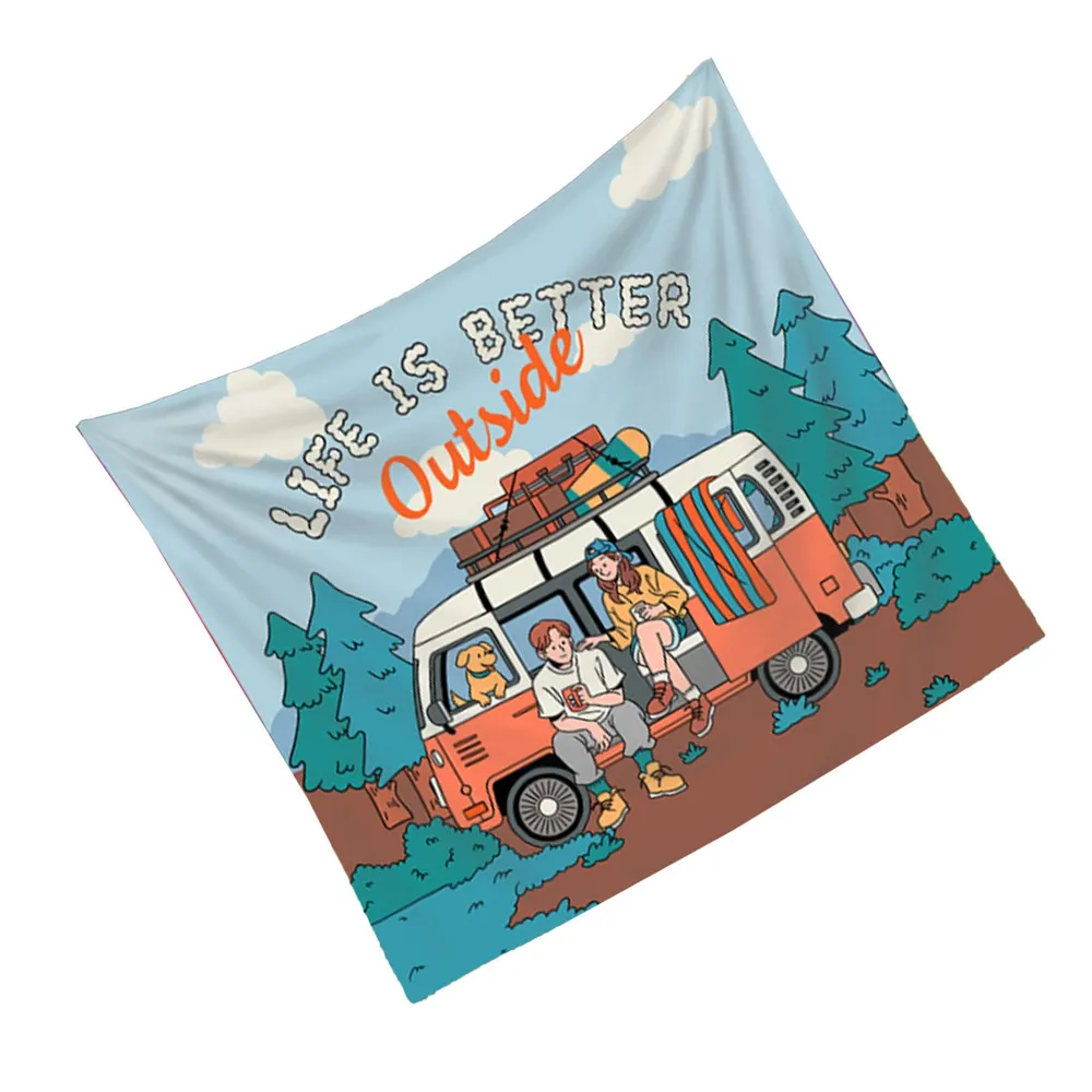 Retro Camper Van Tapestry, Out - Outdoor Adventure Background ulasan dan harga
