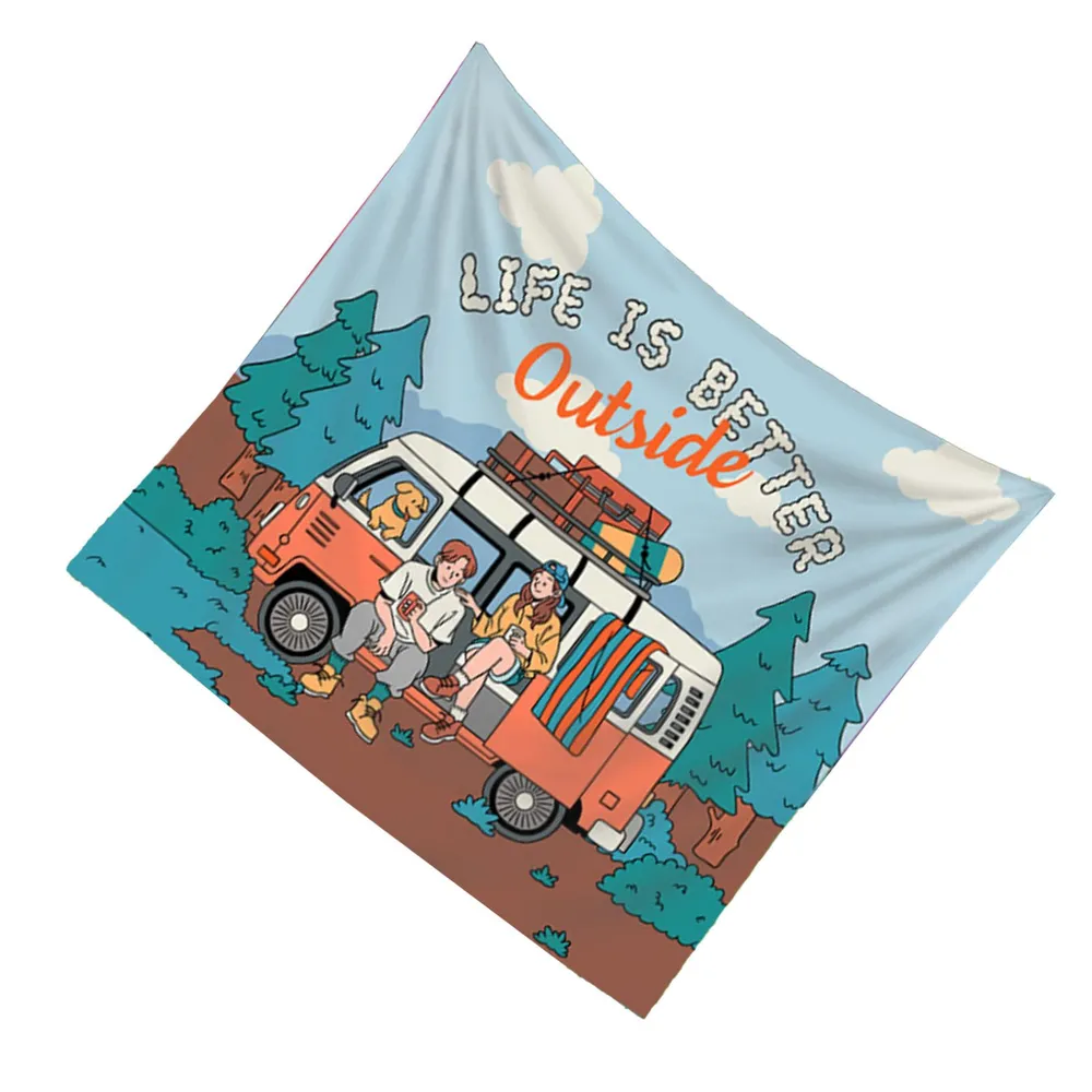 Retro Camper Van Tapestry, Out - Outdoor Adventure Background ulasan dan harga