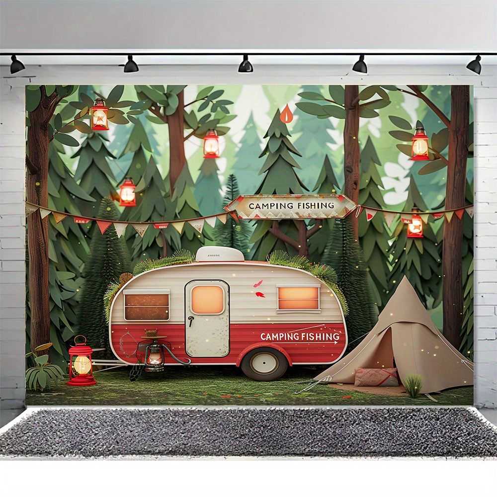 Polyester Jungle camping theme - Outdoor Adventure Background ulasan dan harga