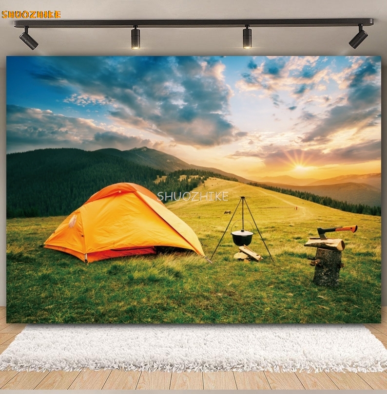 Outdoor Forest Camping Backdro - Outdoor Adventure Background ulasan dan harga