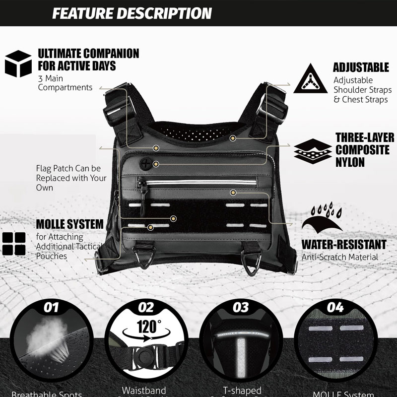 Outdoor Chest Bag For Men Fron - Outdoor Adventure Vest ulasan dan harga