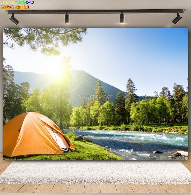 Outdoor Forest Camping Backdro - Outdoor Adventure Background ulasan dan harga